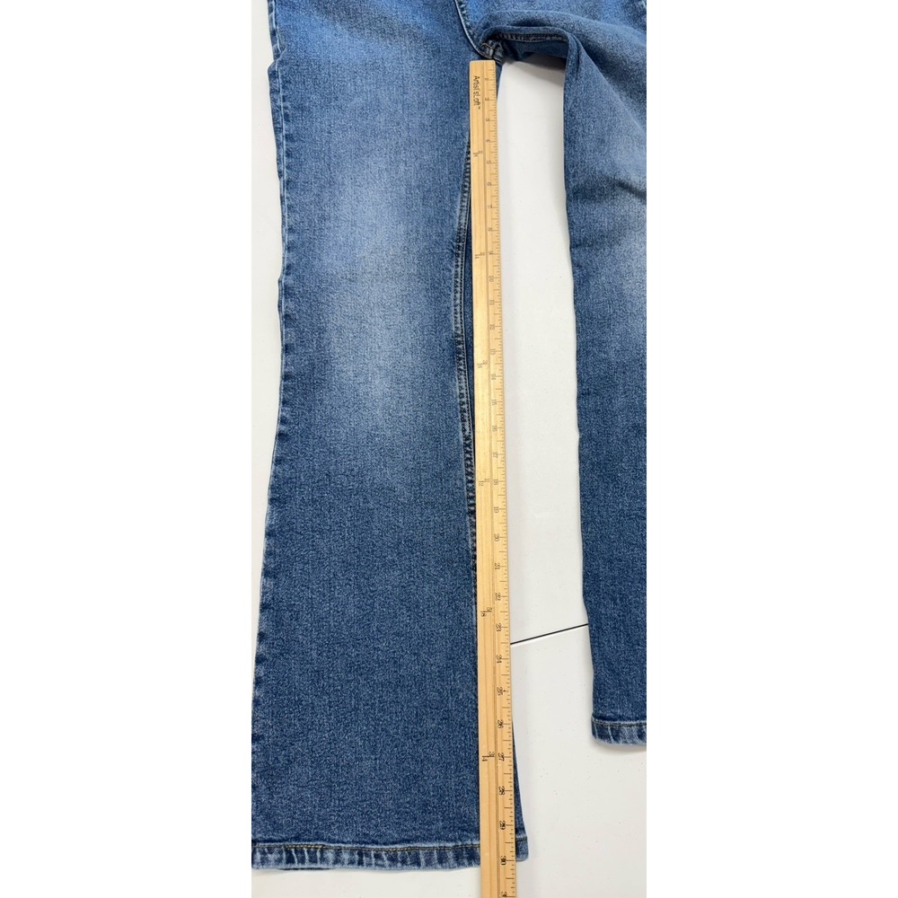 MOTEL ROCKS Denim Flare Jeans Women's Small Blue Exposed Button Fly - Picture 10 of 11